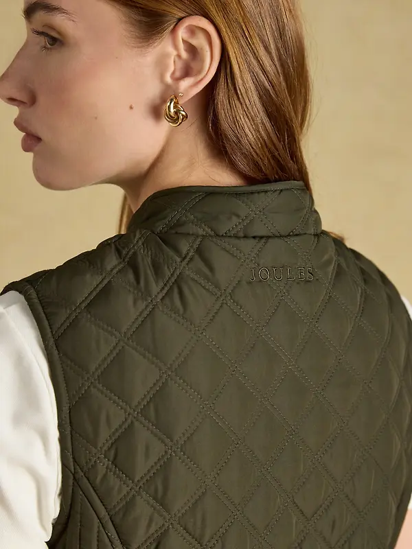 Joules Women's Minx Showerproof Diamond Quilted Gilet  - Rosemary Green Image 9