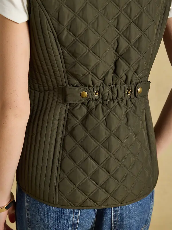 Joules Women's Minx Showerproof Diamond Quilted Gilet  - Rosemary Green Image 10