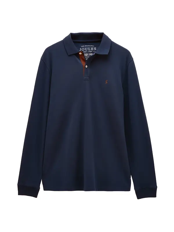 Joules Men's Woody Long Sleeve Cotton Pique Polo Shirt - Navy Image 1
