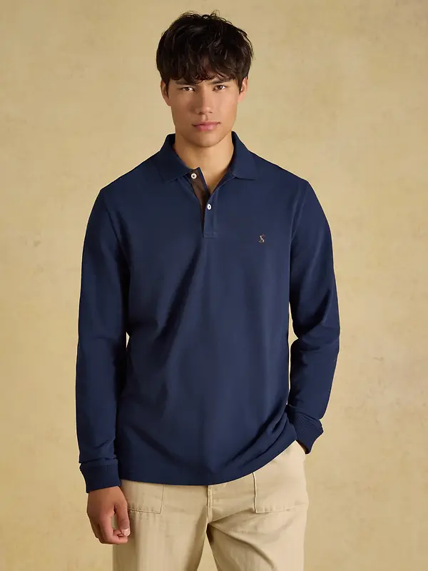 Joules Men's Woody Long Sleeve Cotton Pique Polo Shirt - Navy Image 2