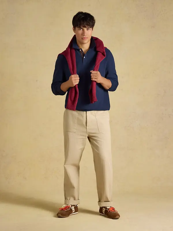Joules Men's Woody Long Sleeve Cotton Pique Polo Shirt - Navy Image 5