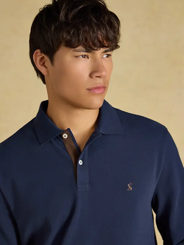 Joules Men's Woody Long Sleeve Cotton Pique Polo Shirt - Navy Image 6
