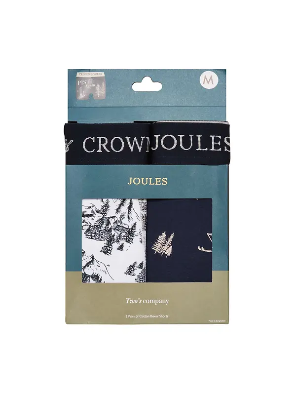 Joules Men's Piste Again Cotton Jersey Boxer Shorts 2 Pack - Cream/Navy Image 1