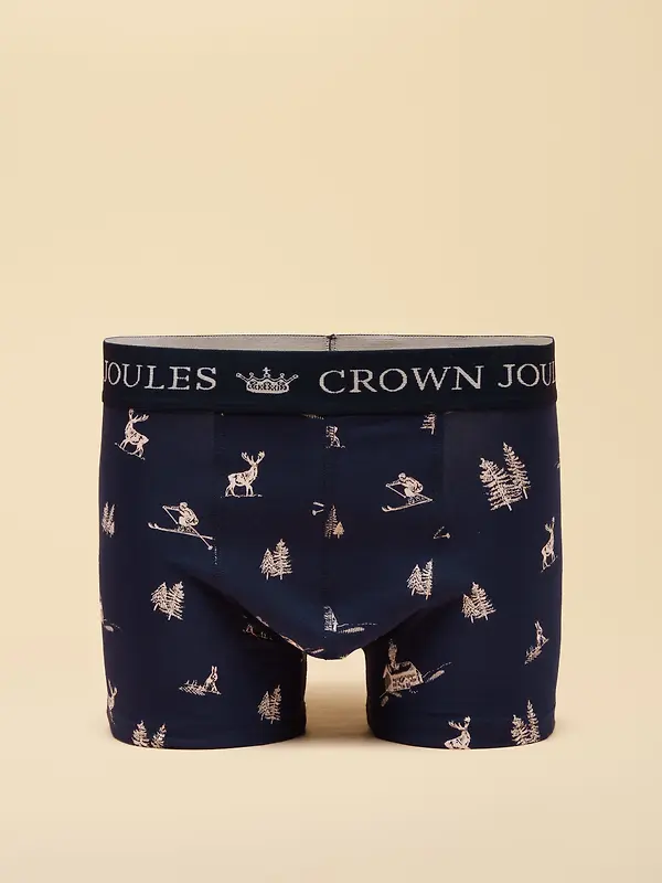 Joules Men's Piste Again Cotton Jersey Boxer Shorts 2 Pack - Cream/Navy Image 2