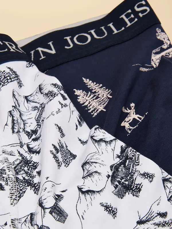 Joules Men's Piste Again Cotton Jersey Boxer Shorts 2 Pack - Cream/Navy Image 4