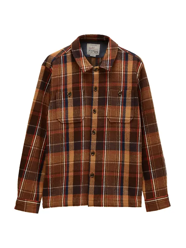 Joules Men's Flannel Overshirt - Brown Check Image 1