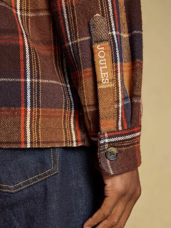 Joules Men's Flannel Overshirt - Brown Check Image 6