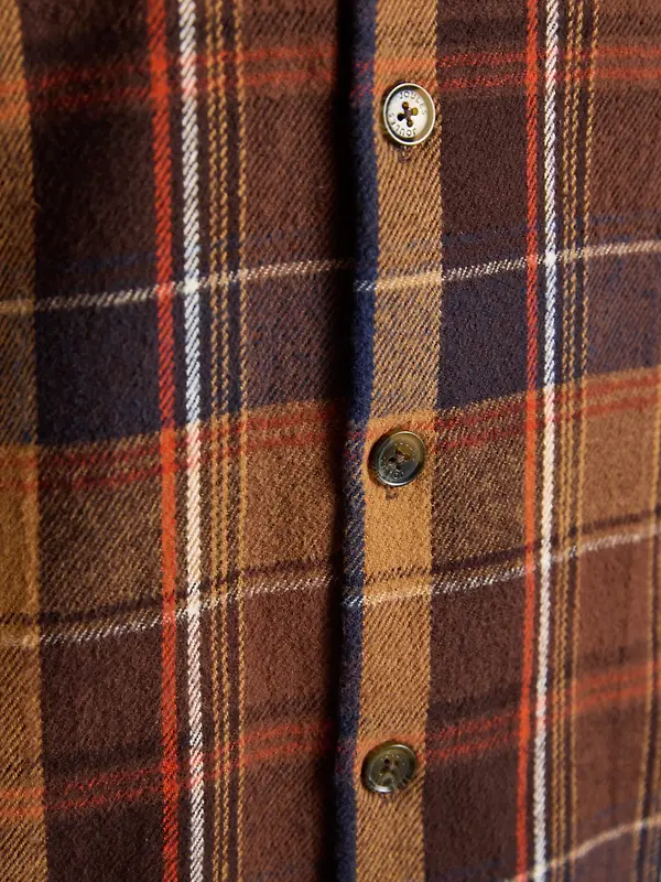 Joules Men's Flannel Overshirt - Brown Check Image 9