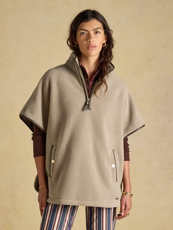 Joules Women's Heritage Polar Fleece Short Cape - Mink Brown Image 2
