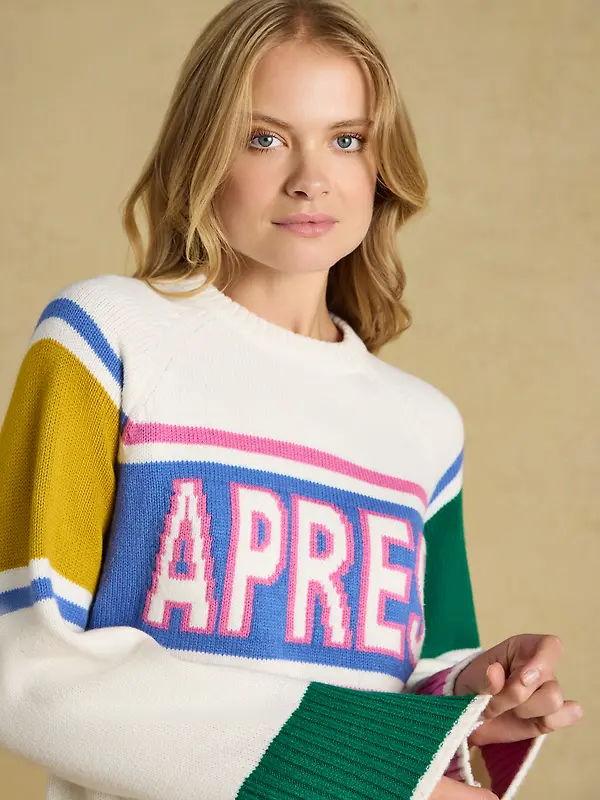 Joules Women's Apres Colourblock Knitted Jumper - Cream Image 6