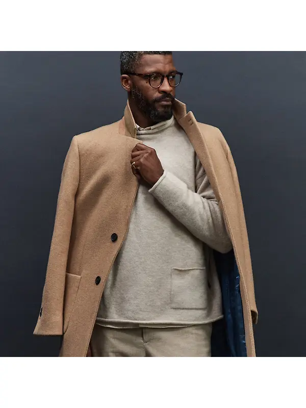Oliver Sweeney Men's Eglinton Italian Recycled Wool Overcoat - Wheat Image 7