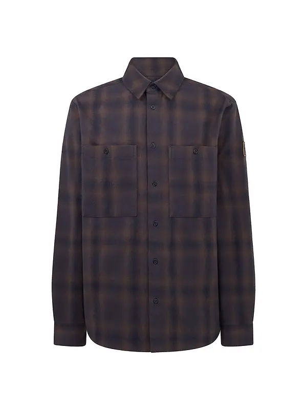 Belstaff Men's Cotton Check Outpost Flannel Shirt - Major Brown / Dark Ink / Charcoal Image 1