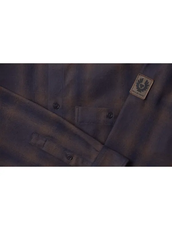 Belstaff Men's Cotton Check Outpost Flannel Shirt - Major Brown / Dark Ink / Charcoal Image 3