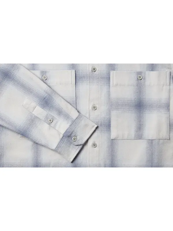 Belstaff Men's Cotton Check Outpost Flannel Shirt - Silver Birch / Quarry Blue / Line Blue Image 2