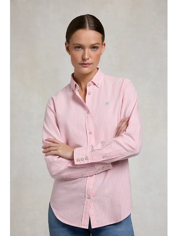 Holland Cooper Women's Oxford Shirt - City Pink Stripe Image 6