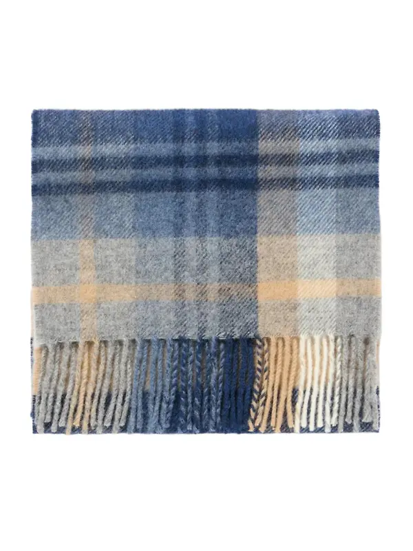 Oliver Sweeney Men's Innerwick Scarf - Padstow Navy/Beige Check Image 1