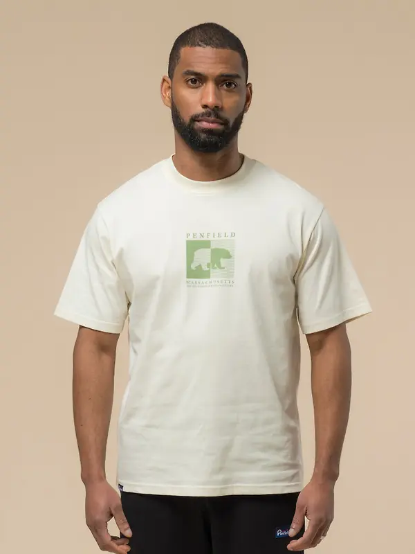 Penfield Men's Contrast Stripe Bear T-Shirt - Vanilla Image 3