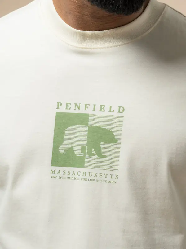 Penfield Men's Contrast Stripe Bear T-Shirt - Vanilla Image 8