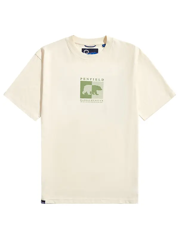 Penfield Men's Contrast Stripe Bear T-Shirt - Vanilla Image 1