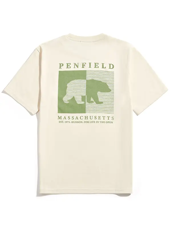 Penfield Men's Contrast Stripe Bear T-Shirt - Vanilla Image 2