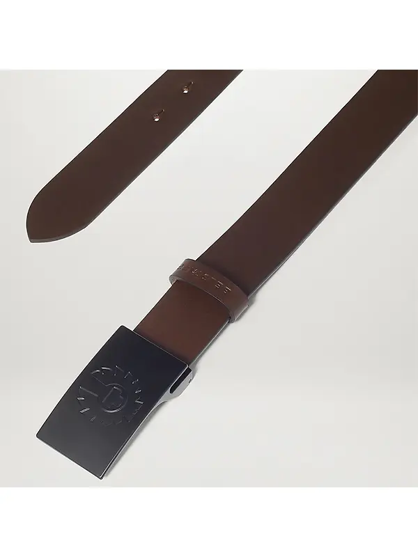 Belstaff Men's Calf Leather Phoenix Buckle Belt - Ebony Image 2