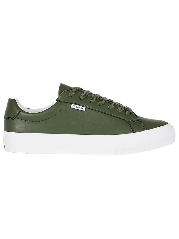 PS By Paul Smith Men's Coated Leather Amos Trainers - Khaki Image 1