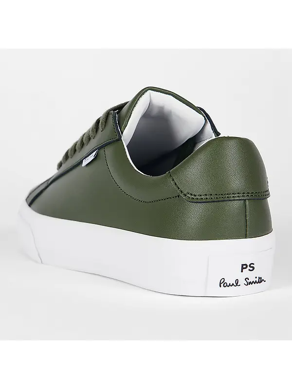PS By Paul Smith Men's Coated Leather Amos Trainers - Khaki Image 3