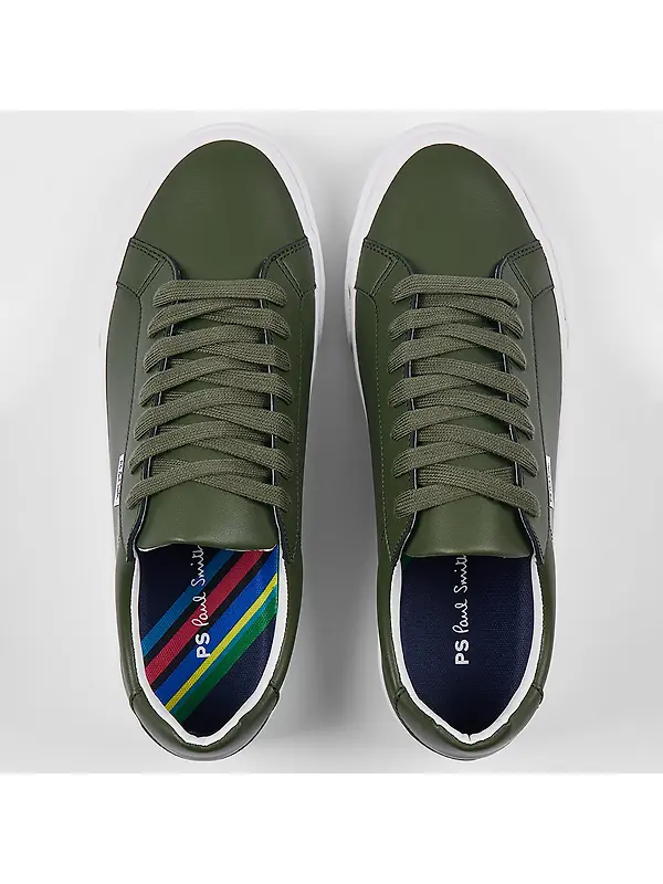 PS By Paul Smith Men's Coated Leather Amos Trainers - Khaki Image 5