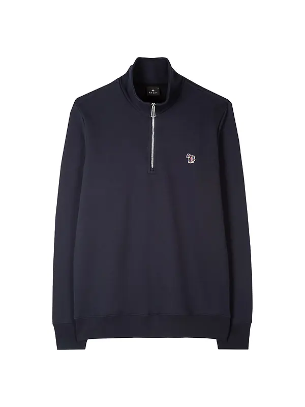 PS By Paul Smith Men's Cotton Zebra Logo Zip-Neck Sweatshirt - Navy Image 1