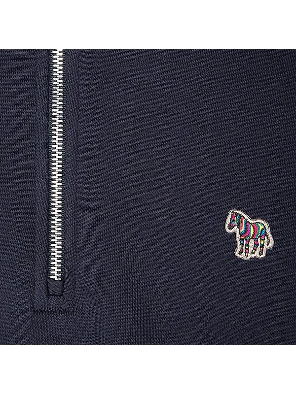 PS By Paul Smith Men's Cotton Zebra Logo Zip-Neck Sweatshirt - Navy Image 5