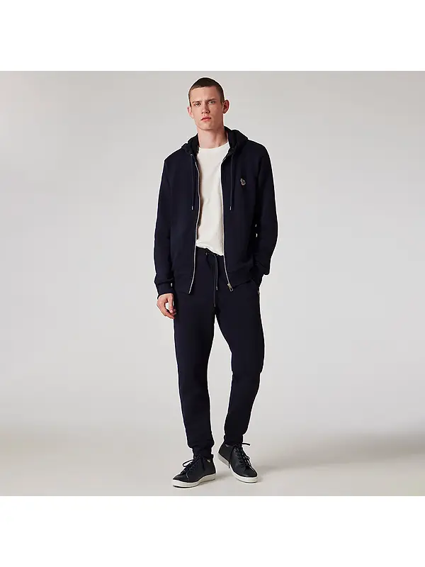 PS By Paul Smith Men's Cotton Zip-Front Zebra Logo Hoodie - Dark Navy Image 3