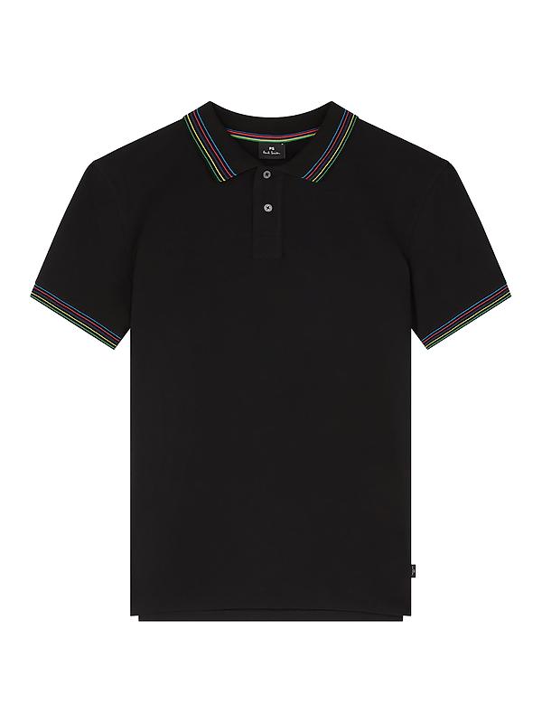 PS By Paul Smith Men's 'Sports Stripe' Zip Knitted Cotton Polo