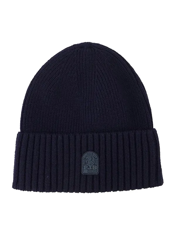 Parajumpers Merino Wool Knitted Beanie Hat - Blue Navy Image 1