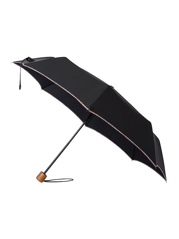 Paul Smith Men's Signature Stripe Trim Telescopic Umbrella - Black