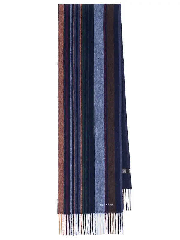 Product image of Paul Smith Men's Wool Multi Colour Stripe Scarf - Navy