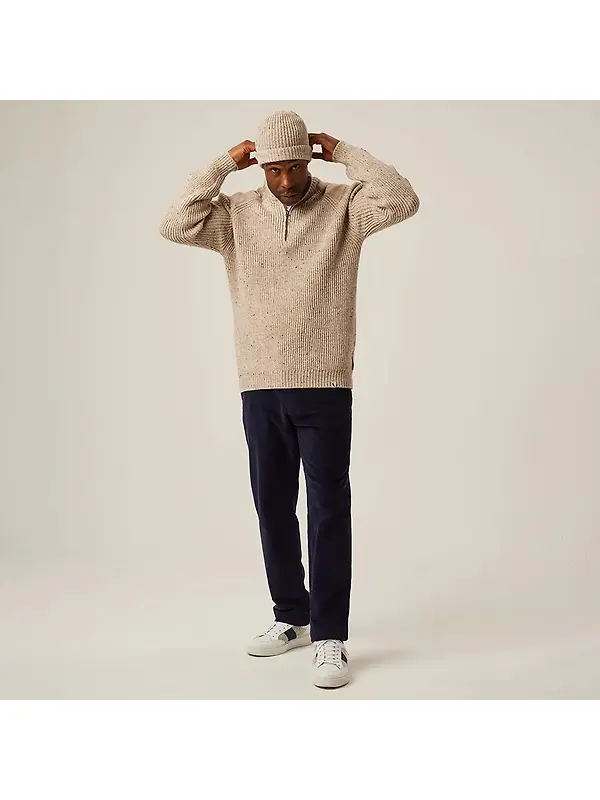 Peregrine Men's Foxton Made In England Quarter Zip Jumper - Oatmeal Image 3