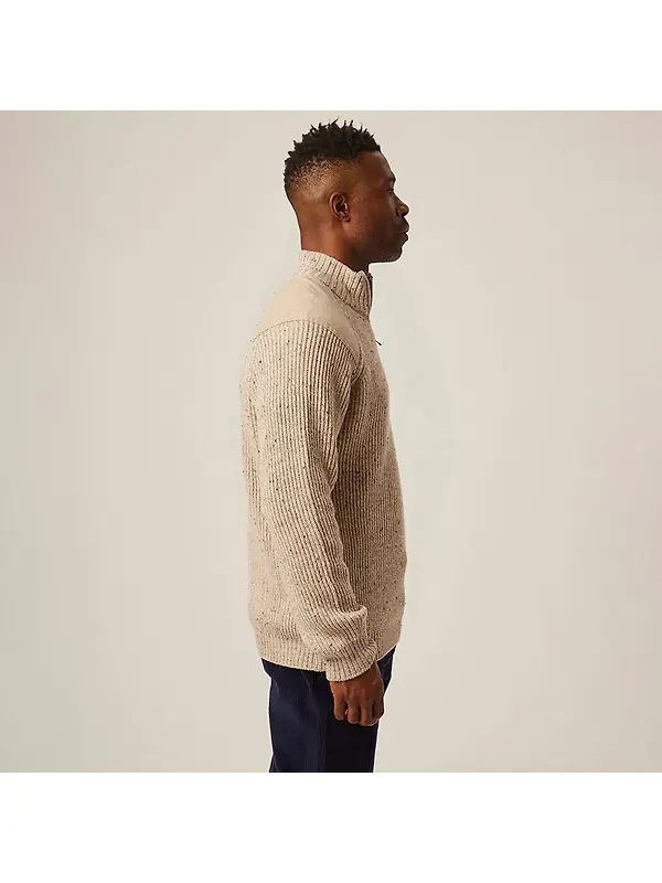 Peregrine Men's Foxton Made In England Quarter Zip Jumper - Oatmeal Image 5