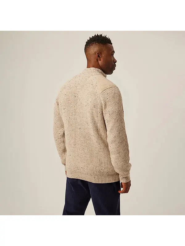 Peregrine Men's Foxton Made In England Quarter Zip Jumper - Oatmeal Image 6
