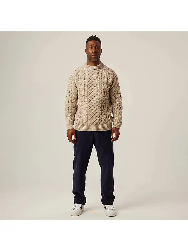 Peregrine Men's Hudson Made In England Aran Jumper - Skiddaw Image 3