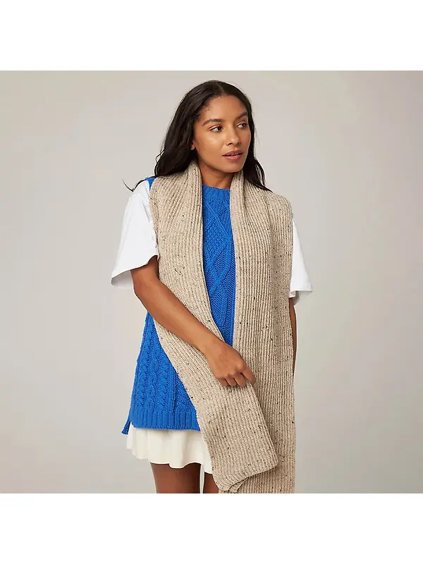 Peregrine Porter Made In England Ribbed Scarf - Oatmeal Image 2