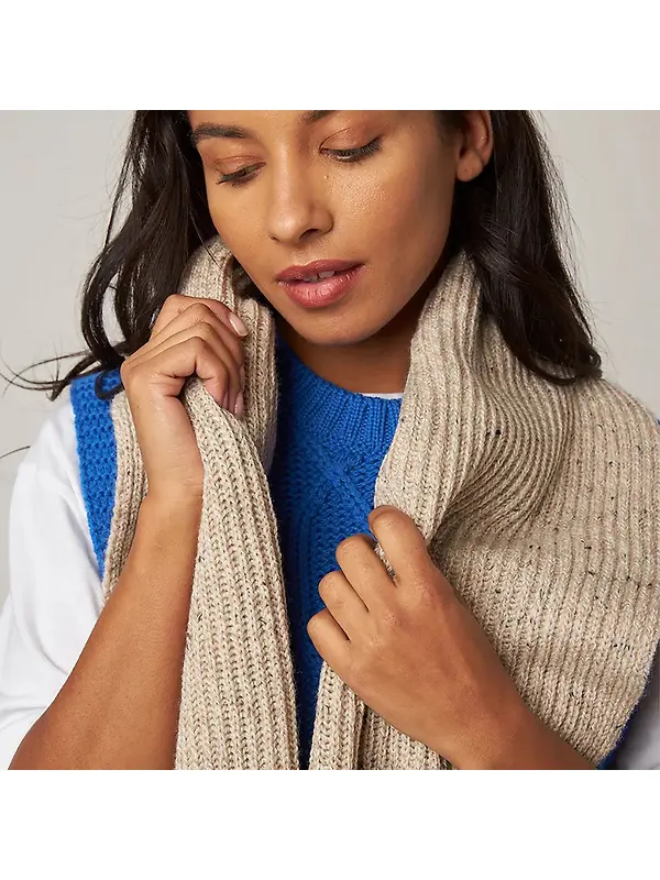 Peregrine Porter Made In England Ribbed Scarf - Oatmeal Image 4
