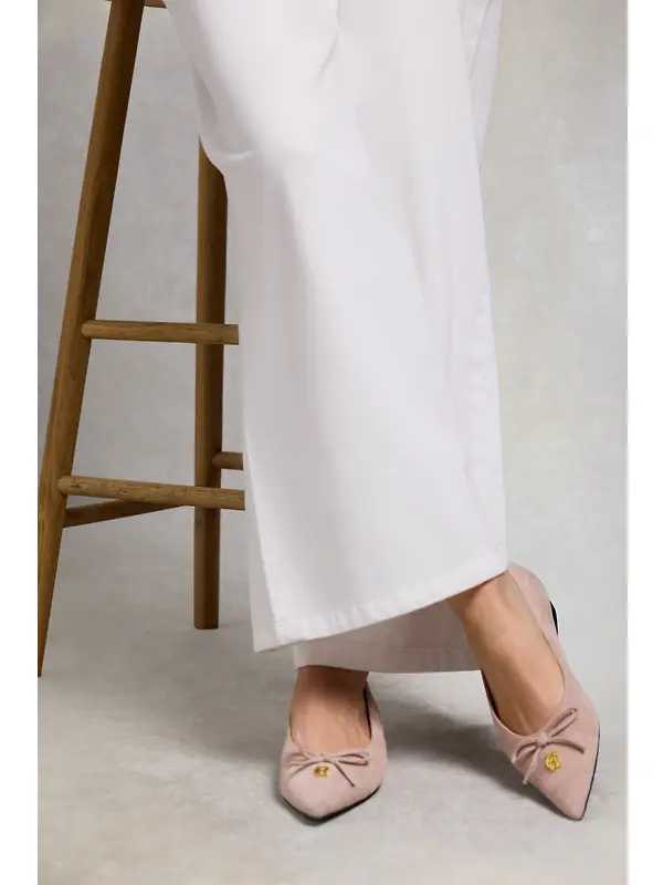 Holland Cooper Women's Pointed Ballet Shoes - Blush Suede Image 2