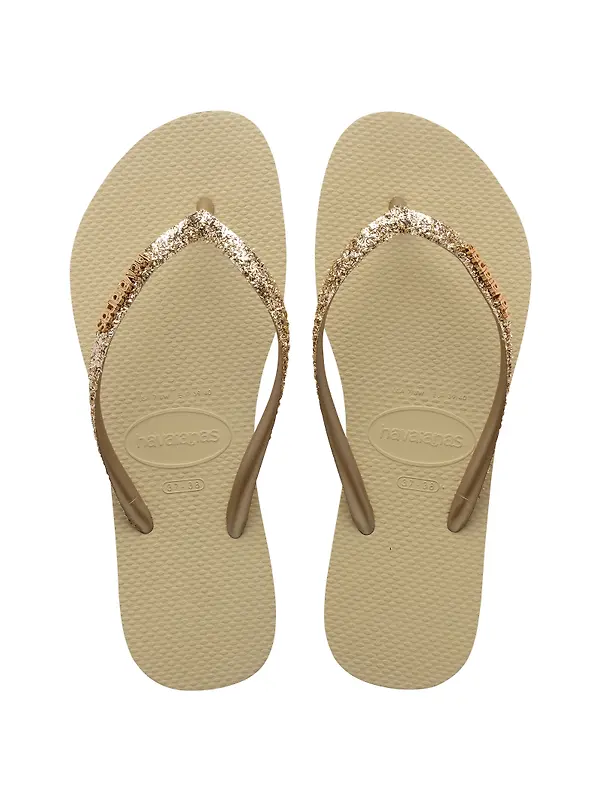 Havaianas Women's Slim Glitter II Flip Flops - Sand Grey Image 1