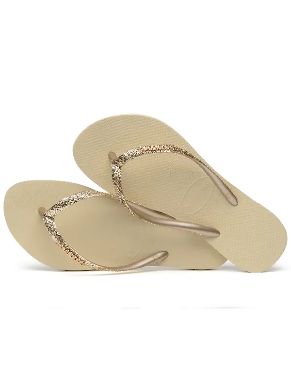 Havaianas Women's Slim Glitter II Flip Flops - Sand Grey Image 3