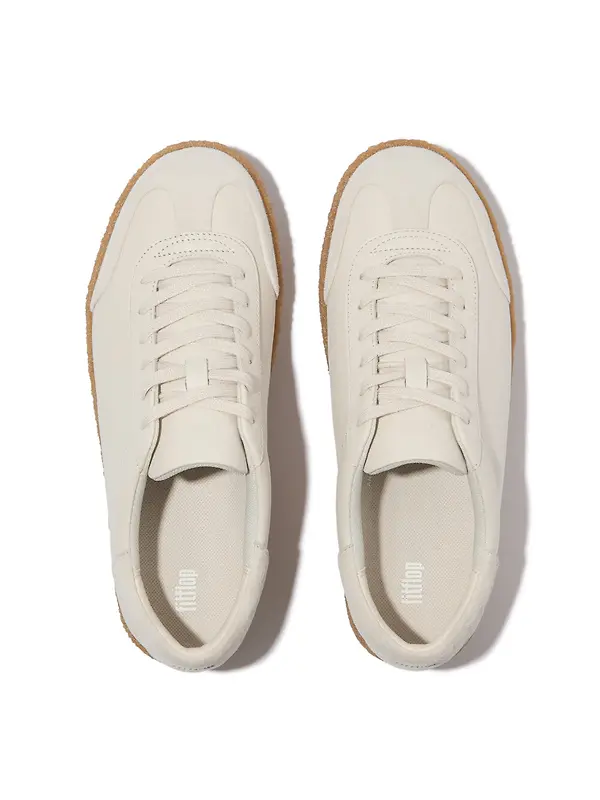 FitFlop Women's RALLY T-TOE Leather/Suede Crepe Trainers - Paris Beige Image 2