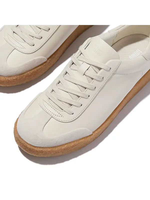 FitFlop Women's RALLY T-TOE Leather/Suede Crepe Trainers - Paris Beige Image 3
