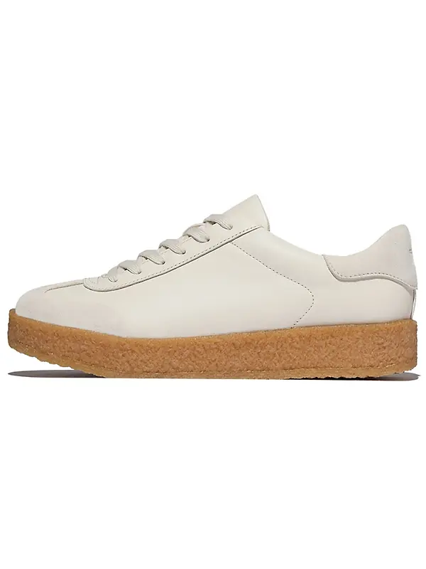 FitFlop Women's RALLY T-TOE Leather/Suede Crepe Trainers - Paris Beige Image 8
