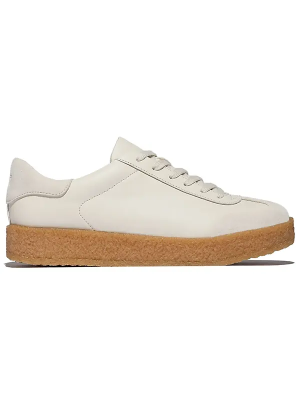 FitFlop Women's RALLY T-TOE Leather/Suede Crepe Trainers - Paris Beige Image 1