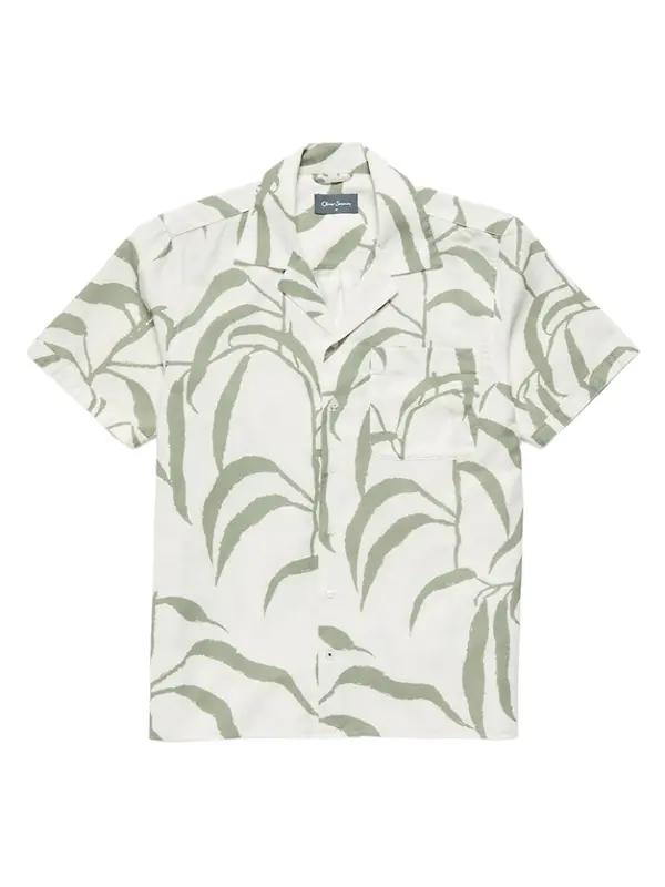 Oliver Sweeney Men's Ravenshead Riviera Cotton Shirt - Khaki Print Image 1