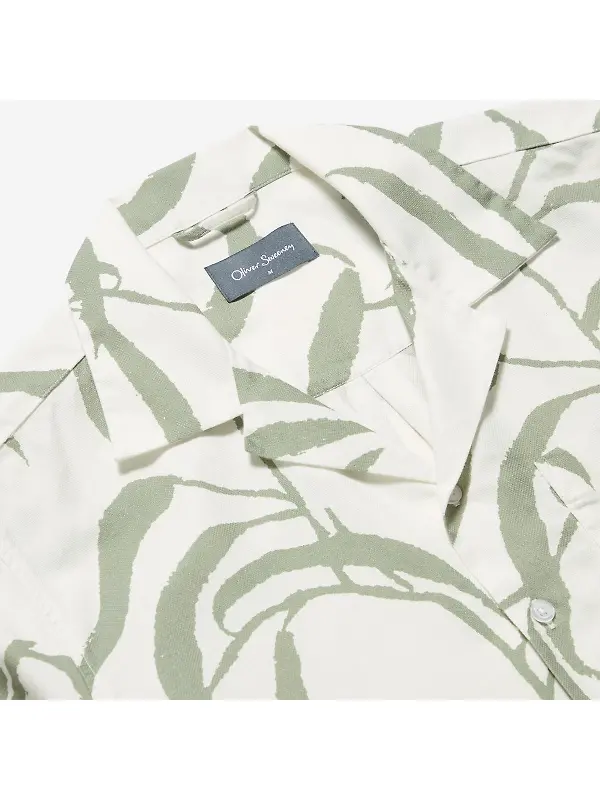 Oliver Sweeney Men's Ravenshead Riviera Cotton Shirt - Khaki Print Image 2